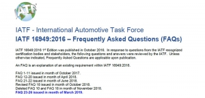  IATF 16949:2016 – Frequently Asked Questions (FAQs)